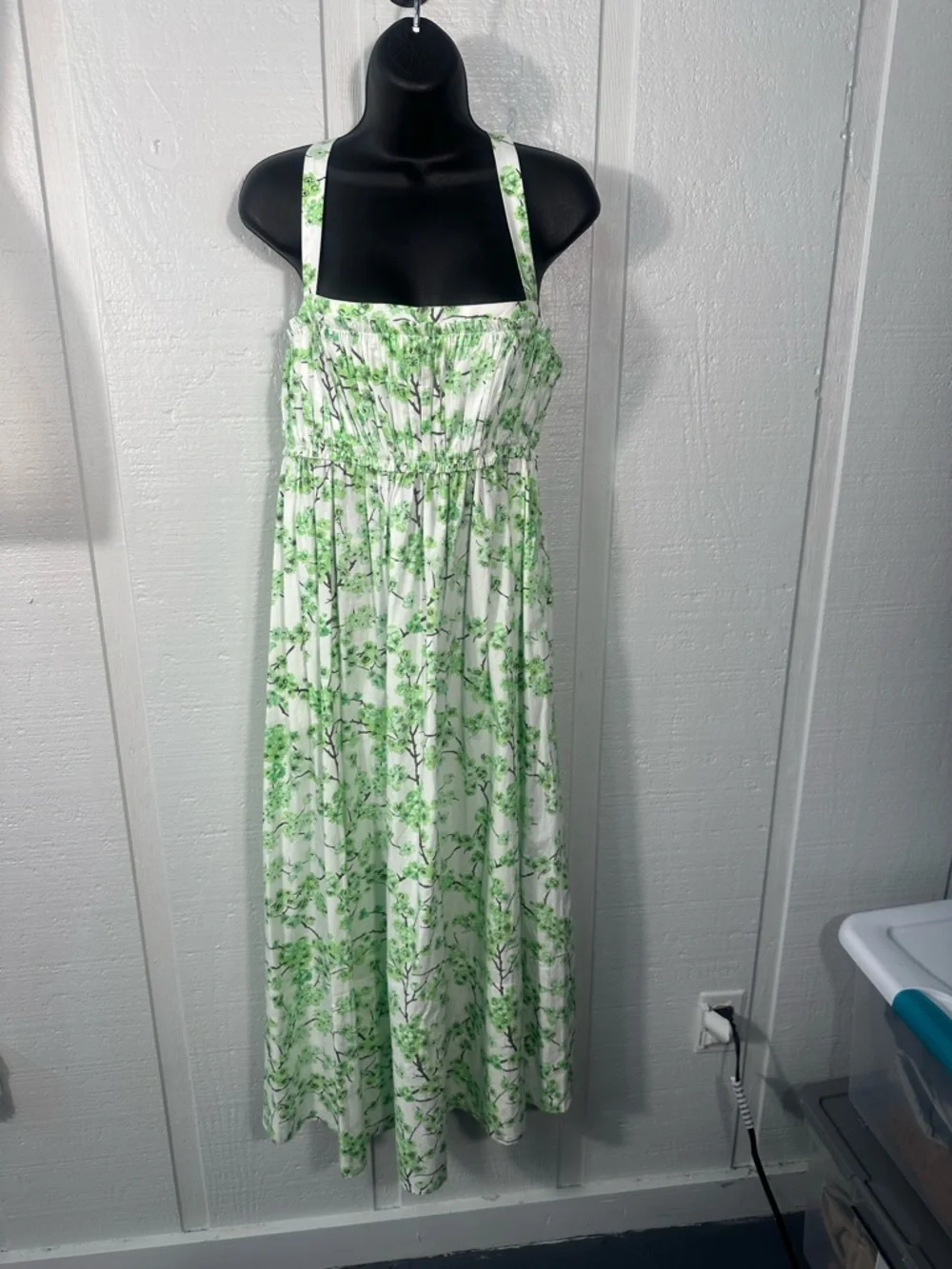 J Crew Green and White Floral Strapless Sundress Size 6 EUC